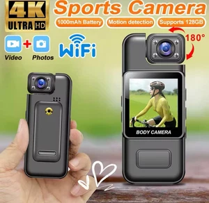 WiFi 4K Camera Camcorder 1080P Body Police Cam With Audio Video DVR IR Night Cam - Picture 1 of 6