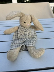 Frottee Hase Kaninchen lange Beine Stickerei Nase Gingham Kleid Plüsch 15 Zoll - Bild 1 von 2
