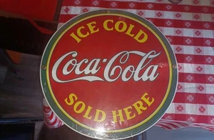 NUEVO letrero redondo de porcelana de Coca-Cola Ande Rooney ICE FRY - SE VENDE AQUÍ esmaltado 12" - Imagen 1 de 4