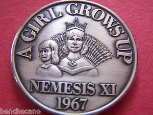 1967 Nemesis A GIRL GROWS UP Oxidized Silver Mardi Gras Doubloon-1st Year Issue  - Picture 1 of 2