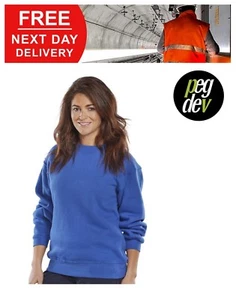 UNISEX PREMIUM WORKWEAR ROYAL BLUE POLYCOTTON SWEATSHIRT JUMPER HGCLPCSR - Picture 1 of 1