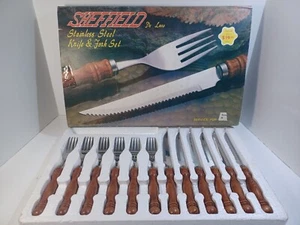 Vintage Sheffield De Luxe 12 pce Stainless Steel Knife & Fork Set Made in Japan - Picture 1 of 11