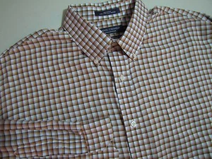 DANIEL CREMIEUX Button Front Shirt Size XL Italian Fabric Blue Brown Plaid - Picture 1 of 7