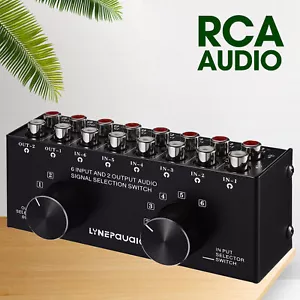 Caja de conmutador de audio RCA estéreo de 6 entradas 2 salidas selector divisor concentrador distribuidor - Imagen 1 de 10