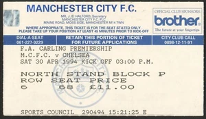 MANCHESTER CITY Vs CHELSEA 1994 Game TICKET Apr 30 - Bild 1 von 2