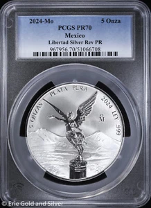 2024-Mo Mexico 5 oz Silver Reverse Proof Libertad PCGS PR 70 - Picture 1 of 4