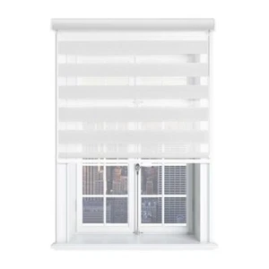 Modern Free Stop White Cordless Light Filtering Zebra Roller Shade 33" W x 72" L - Picture 1 of 1