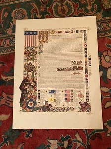 ARTHUR SZYK Vintage 1953 Illumination Print Declaration Of Independence - Picture 1 of 12