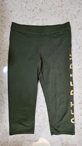H&M Sport Girls Green Cropped "Get Ready" Leggings Pre-owned, 14Y+ Super Cute! - Picture 1 of 8