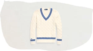 Polo Ralph Lauren Herren creme/blau der kultige Cricket Pullover £350 authentisch - Bild 1 von 10
