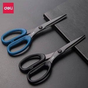 Deli 6009s Black Scissors tijeras Stainless Steel Safety Exquisite Student - Picture 1 of 11