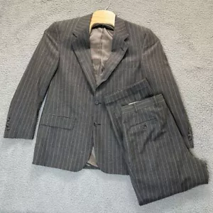Burberrys Suit Blazer Pants Mens 40R 33x28 Gray Pinstripe 2 Piece Wool - Picture 1 of 13