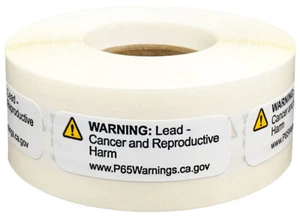 Short Form Prop 65 Lead Warning Labels | .5" x 1.5" Inch | 500 on a Roll - Picture 1 of 3