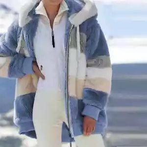 2025 Winter Women Plush Coat Fashion Hooded Zipper Jackets Casual Oversized - Picture 1 of 32
