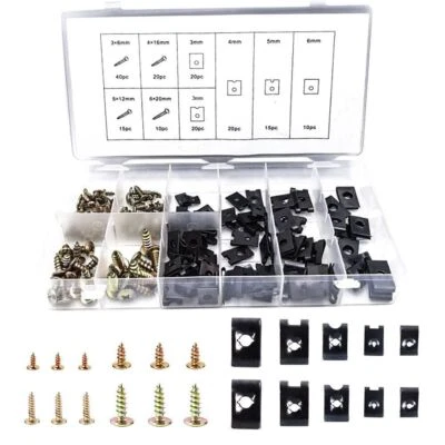 RRRRADIO Auto Karosserie Kotflügelschrauben 170tlg Blechmuttern & Schrauben Sortiment Set