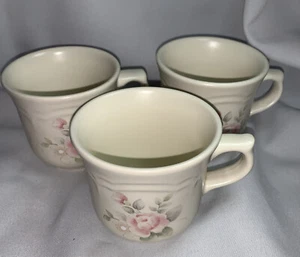Pfaltzgraff Pottery Tea Rose- Pink Roses 3 Coffee/ Tea Cups Vintage B38 - Picture 1 of 8