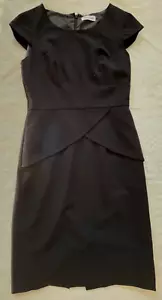 CALVIN KLEIN BLACK SHEATH DRESS 2 LINED PEPLUM TULIP OVERLAY ZIP X SMALL - Picture 1 of 4