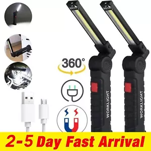USB Rechargeable COB LED Work Light Inspection Hand Torches Flashlight Magnetic - Picture 1 of 11