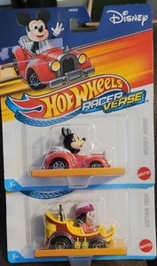 Hot Wheels Racer Verse Character Car-Mickey Mouse & CAPTAIN HOOK NEW HTF - Picture 1 of 5