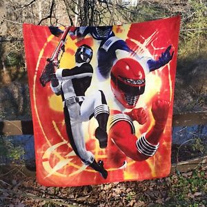 Vtg Power Rangers Fleece Throw Blanket Tapestry Man Cave Wall Decor 57" x  44" 
