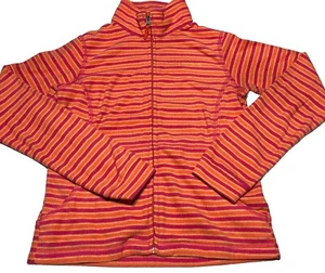 Columbia Sportswear Full Zip Fleece Jacket Girls Large Orange & Pink Striped - Picture 1 of 11