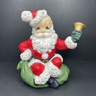 Vtg Atlantycka forma Święty Mikołaj Dzwonek Ręcznie malowana ceramiczna figurka świąteczna Worek