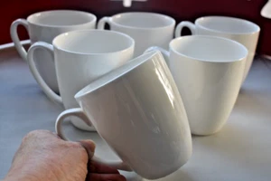 4 ~ Straight Square White Mug by Godinger 10oz Bone China Elegant Dining 2017 - Picture 1 of 5