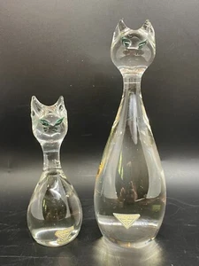 Vintage Gullaskruf Cats Sweden 6" and 4" - Picture 1 of 11