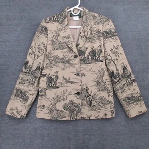 Harve Benard Blazer Womens 8 Toile Country Equestrian Beige and Black - Picture 1 of 11