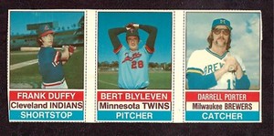 1976 Hostess 3 Card Panel, Duffy, Blyleven, Porter, EX!
