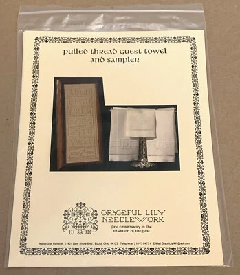 Graceful Lily "Pulled Thread Guest Towel & Sampler" Embroidery Patterns - Image 1 of 2