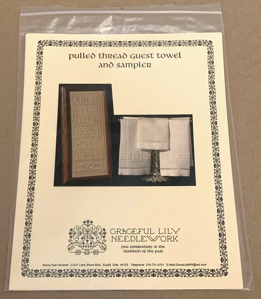 Graceful Lily "Pulled Thread Guest Towel & Sampler" Embroidery Patterns - Image 1 of 2