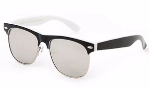 Half Rimmed Kid's Sunglasses Two Tone Squared Frame UV Protected Flash Lens  - Picture 1 of 11