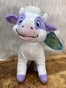Kellytoy Kuh Plüschtier lila weiß Kuscheltier mit Etikett Frühling Kuscheltier 10 Zoll - Bild 1 von 10
