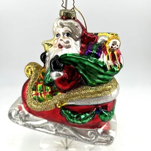 BK Weihnachtsmann im Schlitten Glas 5" Weihnachtsschmuck 1998 - Bild 1 von 7