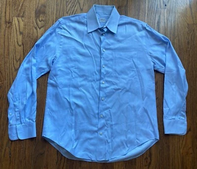 Camisa de Vestir ARMANI COLLEZIONI Azul Para Hombre Grande 39 15.5 Hecha en Italia 100% Algodón Foto 1 de 4