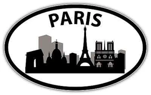 Paris City France Oval Car Bumper Window Sticker Decal 6"X4" - Picture 1 of 1