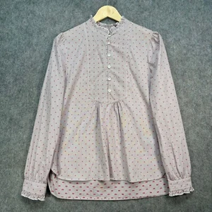 ME+EM Shirt Womens Size UK 12 Pink Polka Dot Cotton Blend Stretch Blouse Top - Picture 1 of 11