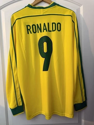 Camiseta Ronaldo #9 tamanho XL manga longa final da Copa do Mundo Brasil 1998 - Imagem 1 de 4