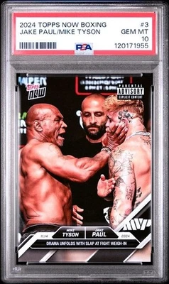 2024 Topps Now Boxing Slap At Fight #3 Jake Paul / Mike Tyson PSA 10 - Image 1 of 2