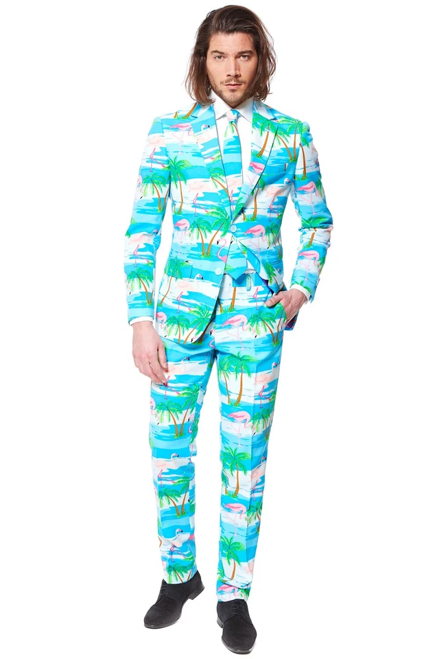 Brand New Tropical Summer Beach Fun Flaminguy Suit Men Adult Costume - Image 1 of 2