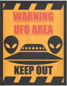Set of 2 "WARNING UFO AREA KEEP OUT" 9x11.5 Laminated Sign Mancave, Gameroom - Picture 1 of 1