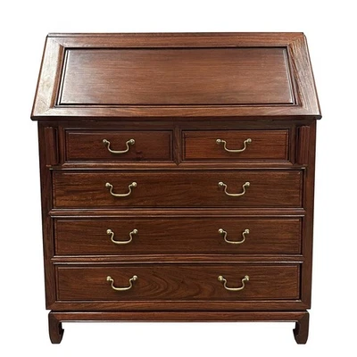 Escritorio/secretario chino tallado en palo de rosa de mediados del siglo XX Foto 1 de 4