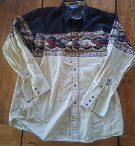 Vintage Panhandle Slim Pearl Snap Men's Large Aztec Brooks & Dunn Western - Picture 1 of 5