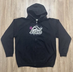 Y2K ADIO Heartagram Skateboarding Black Zip Up Hoodie Size XL - Picture 1 of 8