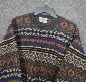 Vintage Shetland Wool Sweater Men’s Large Multicolor Fair Isle Knit Benetton 90s - Picture 1 of 13