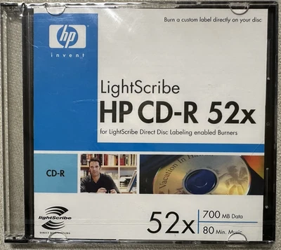 HP Light Sribe CD-R 52x 700MB 80 minutos novo em plástico - Imagem 1 de 2