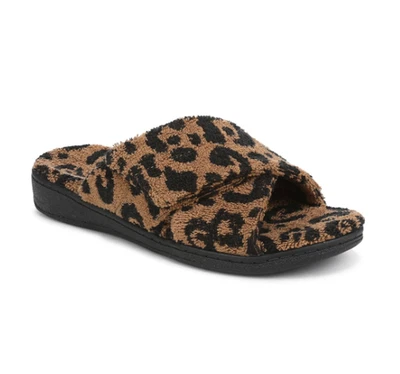Stock Limitado VIONIC Mujer Relax II Zapatillas - Marrón Leopardo Terry NUEVO CON BO Foto 1 de 4