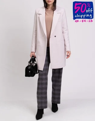 RRP€563 ANNIE P. Coat IT42 US6 UK10 M Wool Blend Lined Padded Shoulders - Image 1 of 4