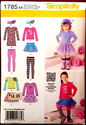 Girl's Toddler Top Shirt Twirl Skirt Leggings Pants Headband UNCUT Sz. 1/2-1-2-3 - Image 1 of 4